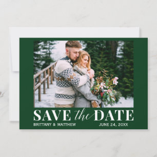 Modern Trendy Photo Forest Green Save The Date