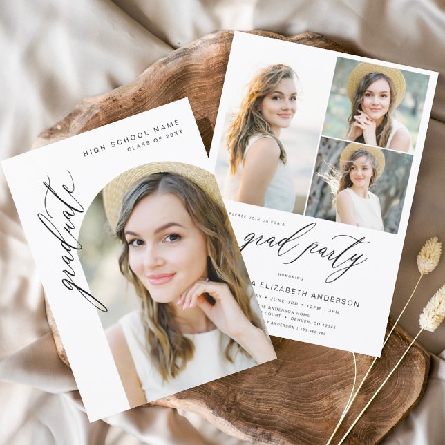 Modern Trendy Photo Graduation Party Invitation (Creator Uploaded)