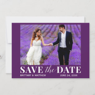 Modern Trendy Photo Purple Save The Date