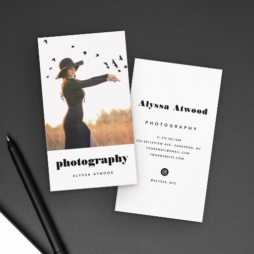 Customizable Modern Trendy Photography Fashion Typography Business Card