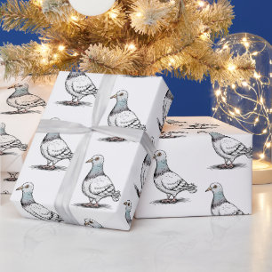 Modern Trendy Pigeon design Pattern Wrapping Paper