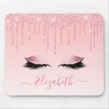 Modern Trendy Pink Glitter Lashes Stylish Script