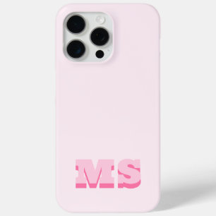 Modern Trendy Pink Initial Monogram iPhone 15 Pro Max Case