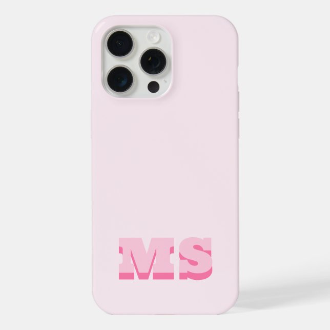 Modern Trendy Pink Initial Monogram Iphone Case (Back)