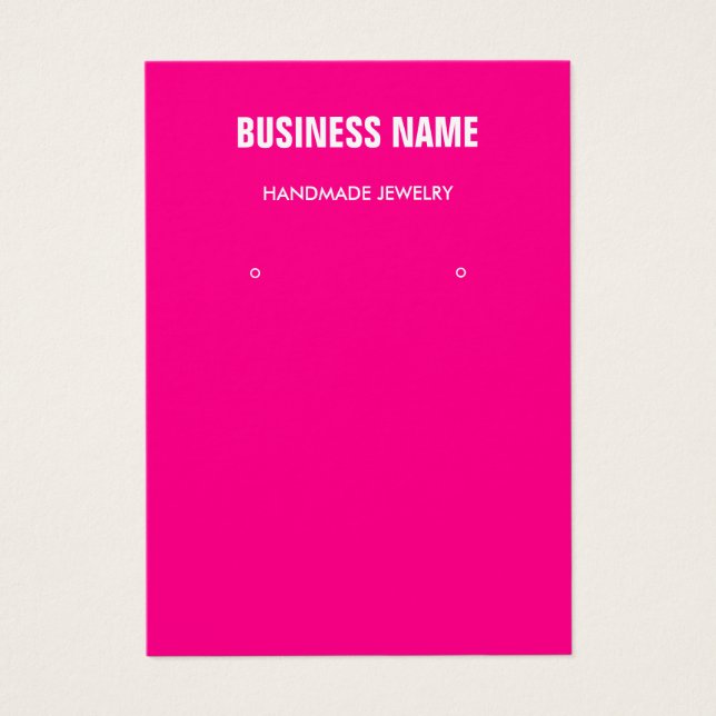Modern trendy pink jewelry earring display card (Front)