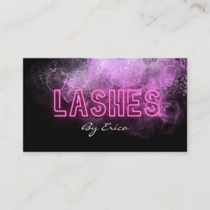 Modern Trendy Pink Neon Lashes Beauty Business Car Card