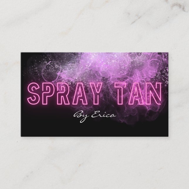 Modern Trendy Pink Neon Spray Tan Tanning Business Business Card (Front)