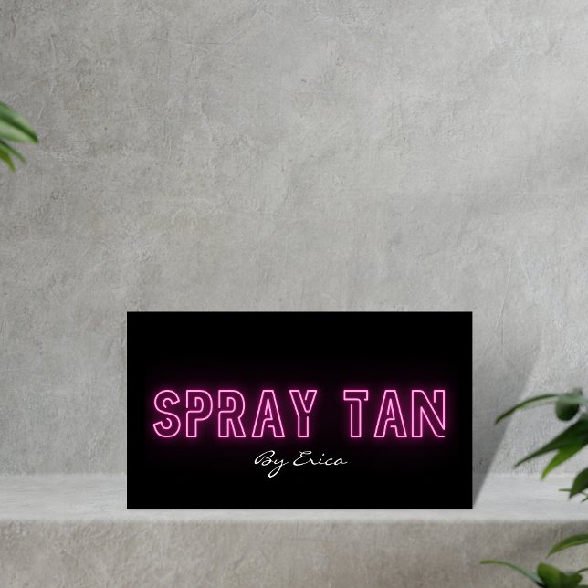 Modern Trendy Pink Neon Spray Tan Tanning Business Card (Creator Uploaded)