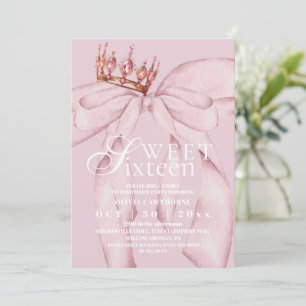  Modern & Trendy Pink Sweet 16 Bow Birthday  Invitation