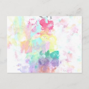 Modern Trendy Pink Teal Bright Watercolor Pattern Postcard by pink_water at Zazzle