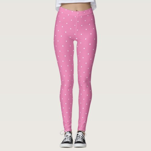 Modern Trendy Pink Template White Circles Elegant Leggings