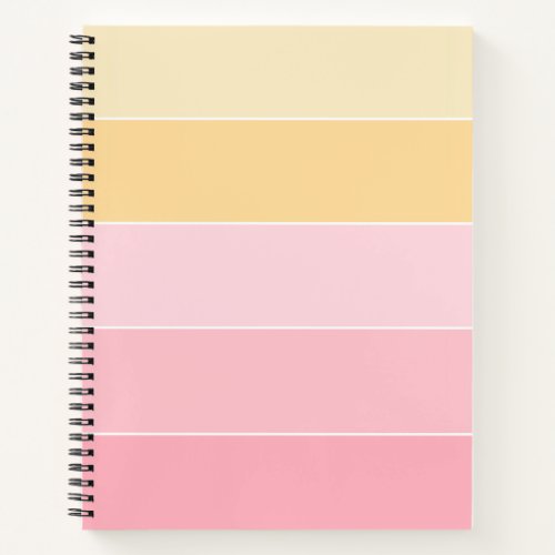 Modern Trendy Pink Vanilla Yellow White Striped Notebook