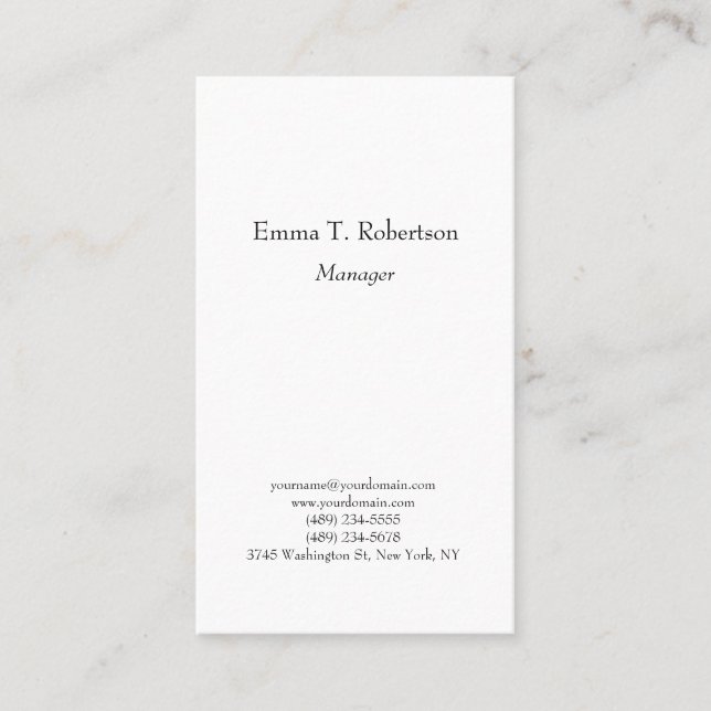 Modern trendy plain simple minimalist black white business card (Front)