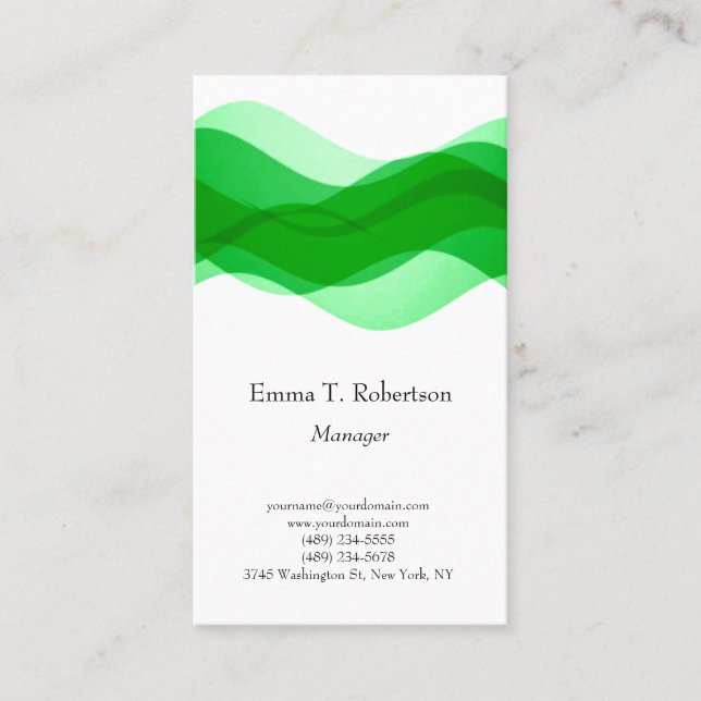 Modern trendy plain simple minimalist green white business card (Front)