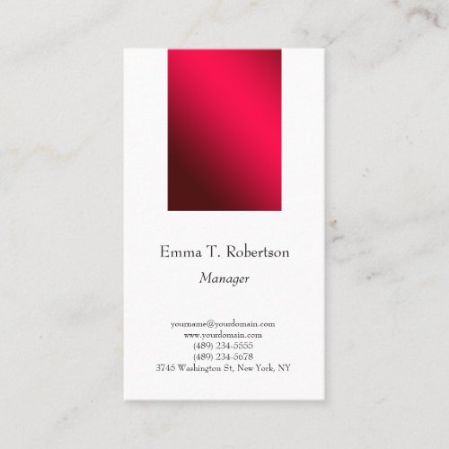 Modern trendy plain simple minimalist red white business card