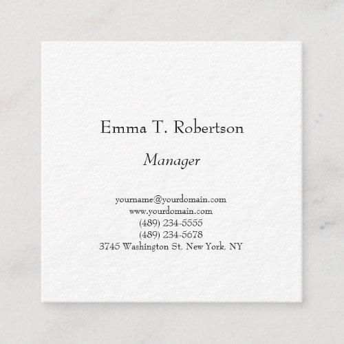 Modern trendy plain simple minimalist thick square square business card
