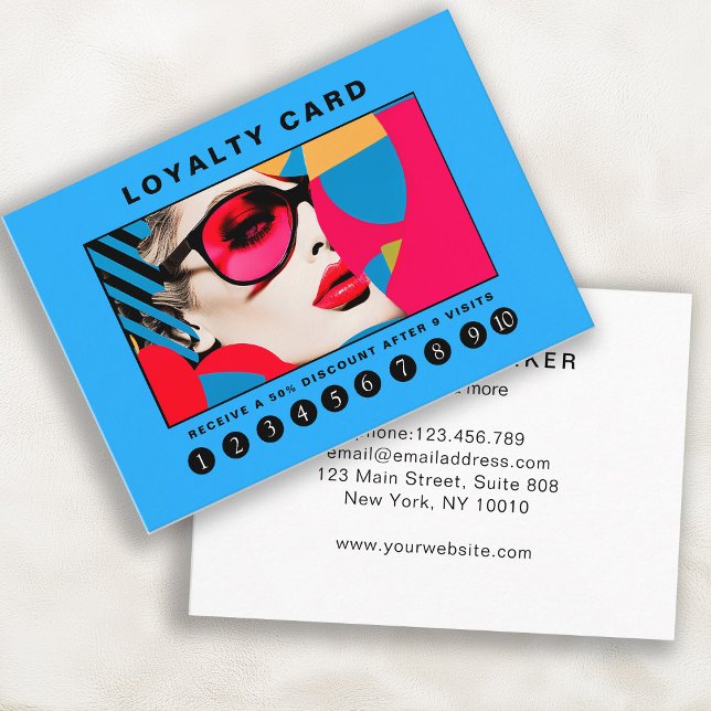 Modern trendy pop art Loyalty 10 Salon Business Card (Creator Uploaded)