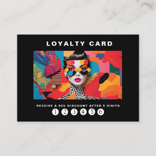 Modern trendy pop art Loyalty 5 Nails Lashes  Business Card