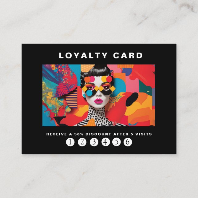 Modern trendy pop art Loyalty 5 Nails Lashes  Business Card (Front)