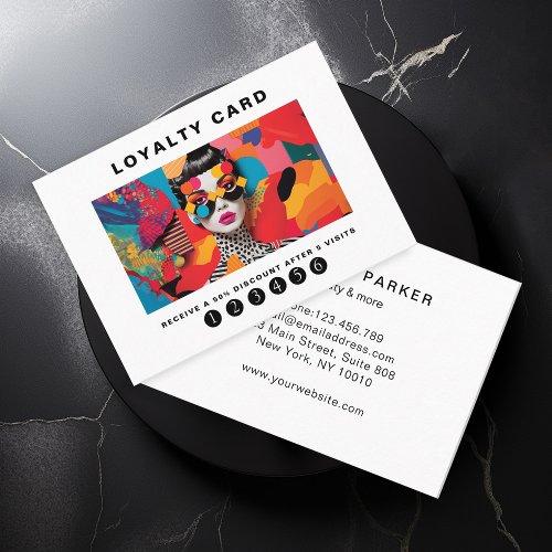 Modern trendy pop art Loyalty 5 Nails Lashes  Business Card