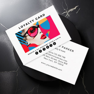 Modern trendy pop art Loyalty 5 Salon Business Card