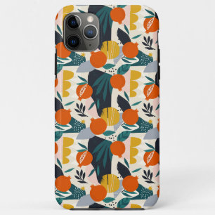 Modern Trendy Preppy Chic Apricot and Leaves iPhone 11 Pro Max Case