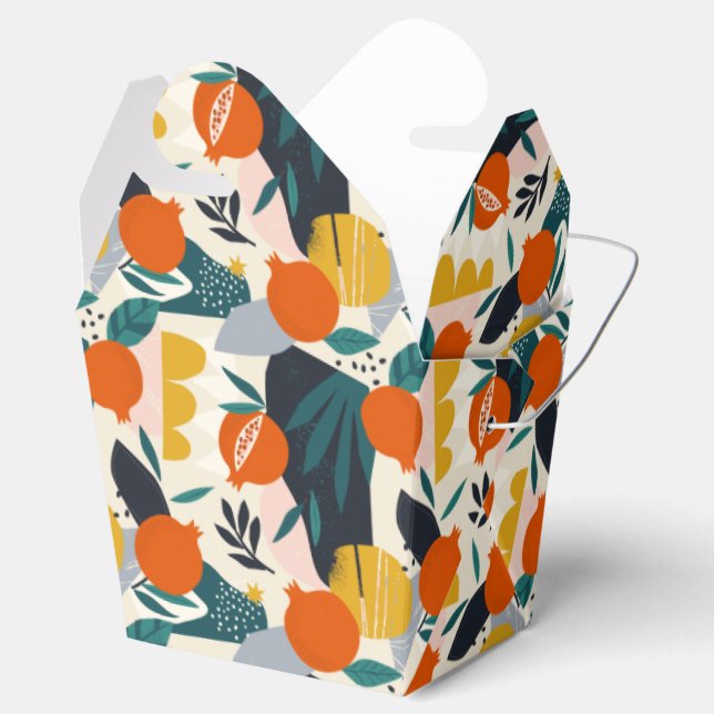 Modern Trendy Preppy Chic Apricot and Leaves Favor Boxes (Opened)