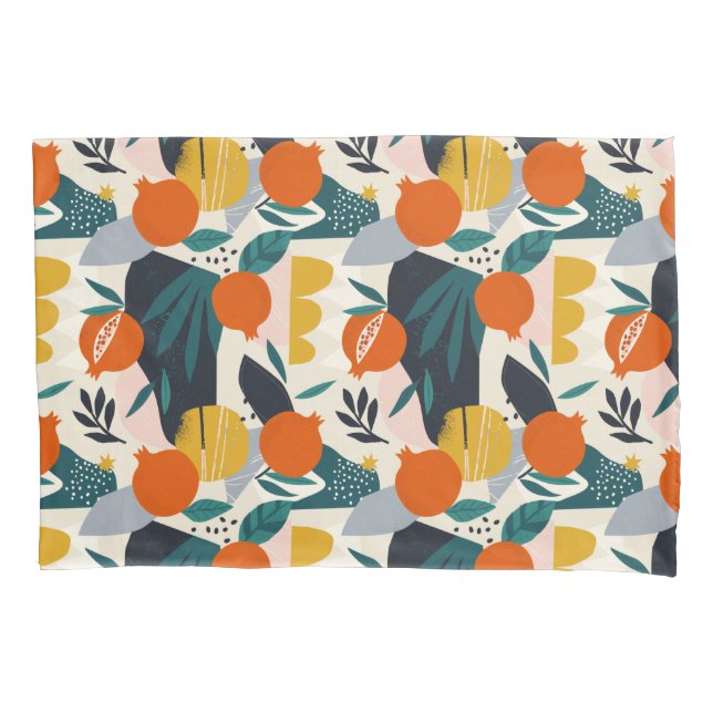 Modern Trendy Preppy Chic Apricot and Leaves Pillow Case (Front)
