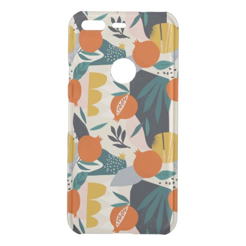 Modern Trendy Preppy Chic Apricot and Leaves Uncommon Google Pixel Case