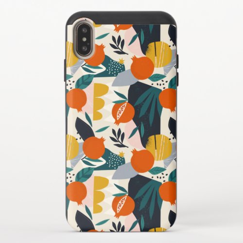 Modern Trendy Preppy Chic Apricot and Leaves iPhone XS Max Slider Case