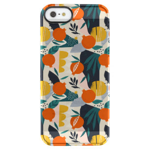 Modern Trendy Preppy Chic Apricot and Leaves Clear iPhone SE/5/5s Case