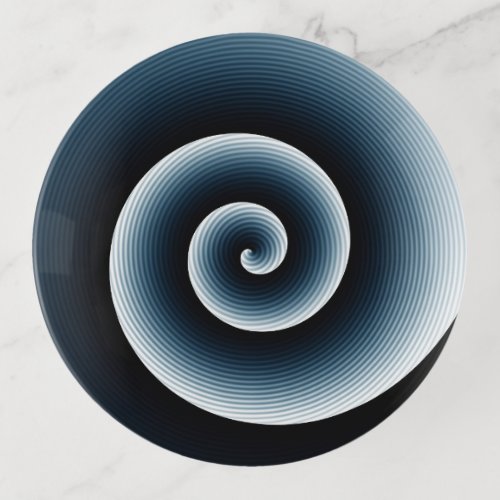 Modern Trendy Prussian Blue Spiral Pattern Trinket Tray