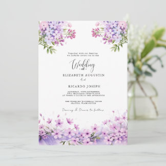 Modern Trendy Purple Lavender  Wedding Invitation