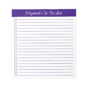 Modern Trendy Purple One Column Checklist Notepad