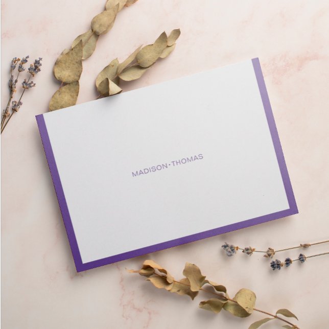 Modern Trendy Purple Violet Border Stationery Note Card (Creator Uploaded)