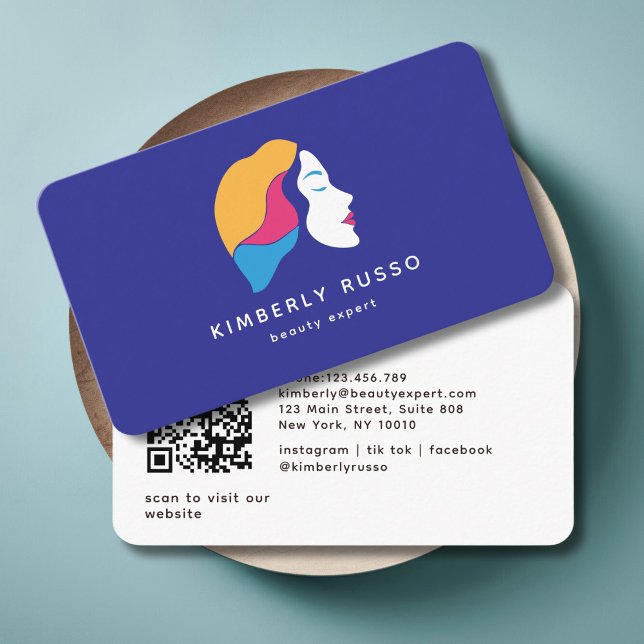 Modern, Trendy, QR Code, Salon, Women-Logo Busines Business Card (Modern, Trendy, QR Code, Salon, Women-Logo, colorful Business Card)