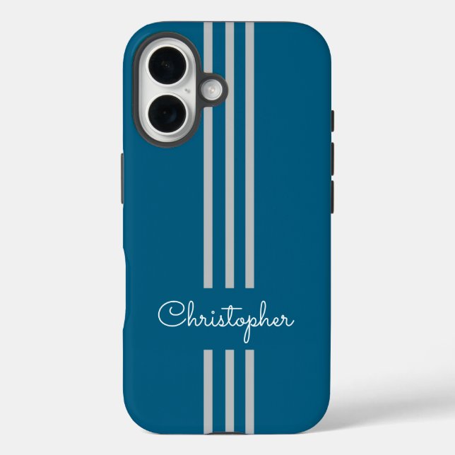 Modern Trendy Racing Stripes monogrammed  Case-Mate iPhone Case (Back)