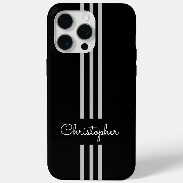 Modern Trendy Racing Stripes monogrammed  Case-Mate iPhone Case (Back)
