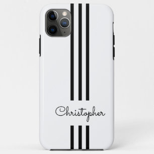 Modern Trendy Racing Stripes monogrammed  iPhone 11 Pro Max Case