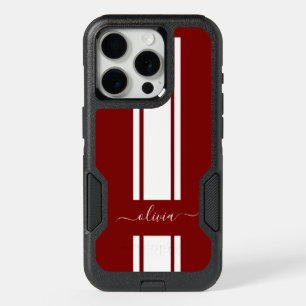 Modern Trendy Racing Stripes monogrammed iPhone 15 Pro Case