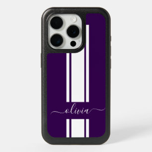 Modern Trendy Racing Stripes monogrammed  iPhone 15 Pro Case