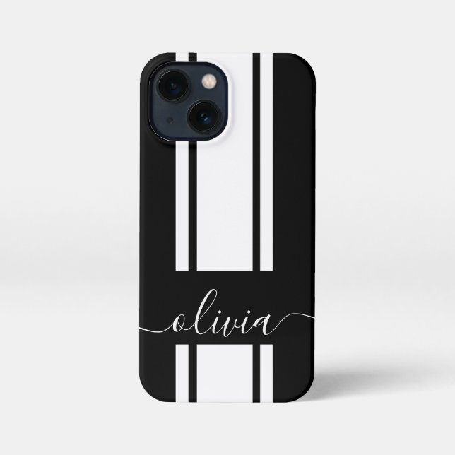 Modern Trendy Racing Stripes monogrammed  iPhone Case (Back)