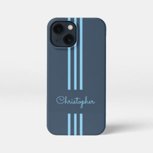 Modern Trendy Racing Stripes monogrammed  iPhone 13 Mini Case