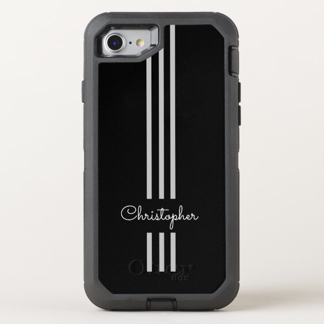 Modern Trendy Racing Stripes monogrammed  Otterbox iPhone Case (Back)