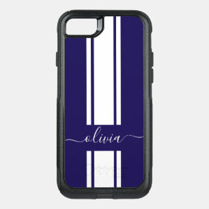 Modern Trendy Racing Stripes monogrammed OtterBox Commuter iPhone SE/8/7 Case