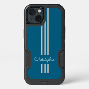 Modern Trendy Racing Stripes monogrammed  iPhone 13 Case