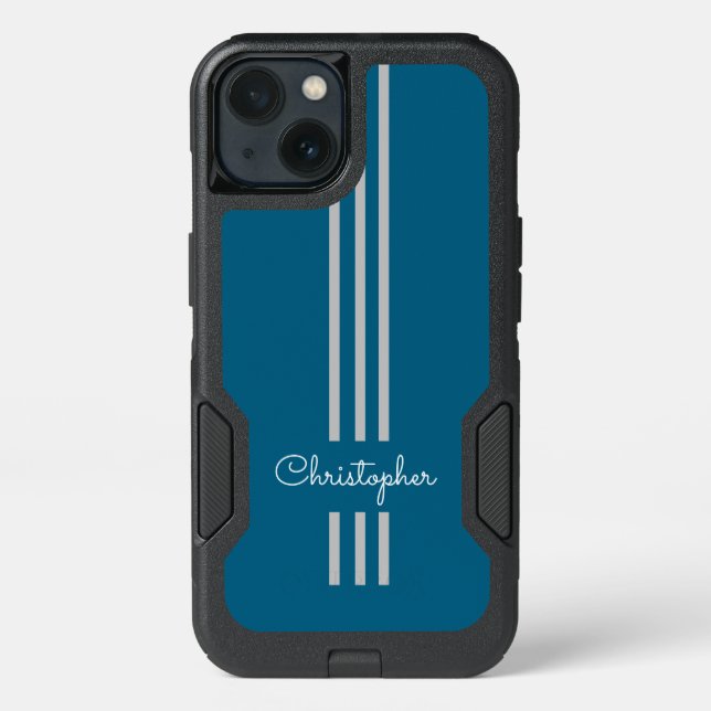 Modern Trendy Racing Stripes monogrammed  Otterbox iPhone Case (Back)