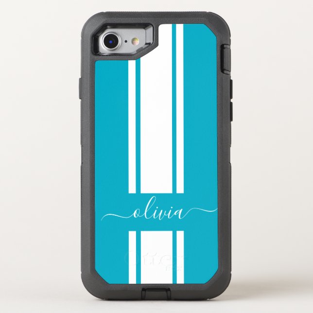 Modern Trendy Racing Stripes monogrammed  Otterbox iPhone Case (Back)