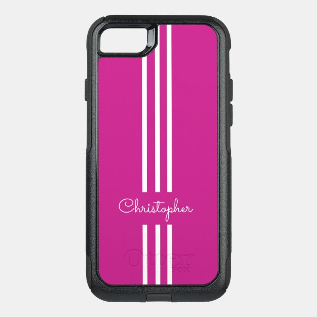 Modern Trendy Racing Stripes monogrammed  Otterbox iPhone Case (Back)
