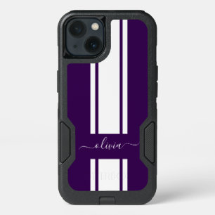 Modern Trendy Racing Stripes monogrammed iPhone 13 Case